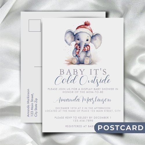 Baby its cold outside elephant christmas shower  postcard