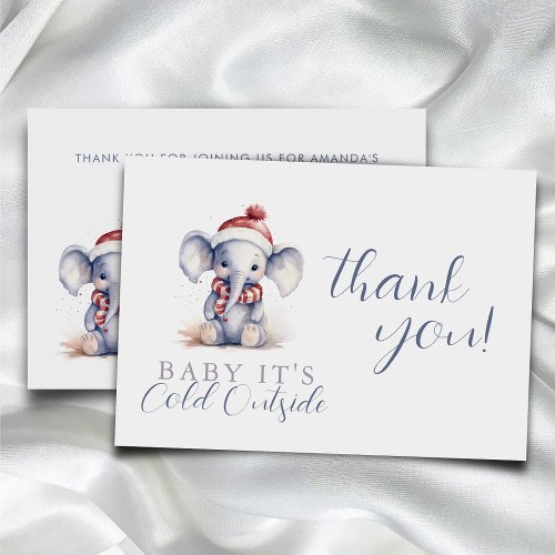 Baby its cold outside elephant christmas shower  thank you card