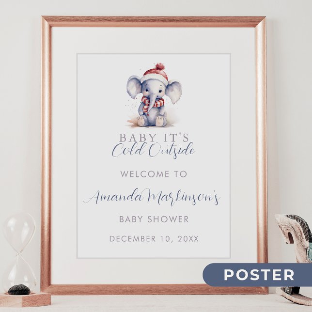 Baby it's cold outside elephant christmas welcome poster (Creator Uploaded)