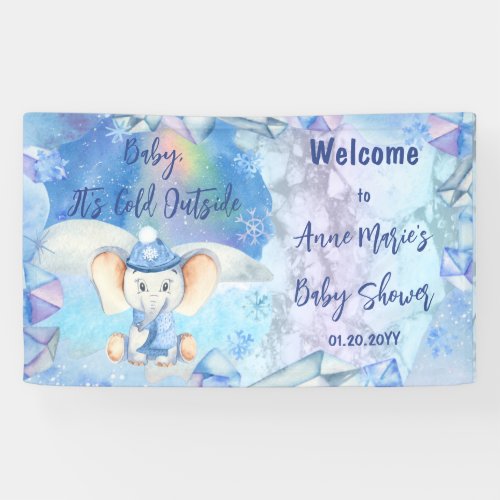 Baby Its Cold Outside Elephant Winter Baby Shower Banner