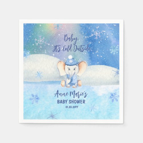 Baby Its Cold Outside Elephant Winter Baby Shower Napkins