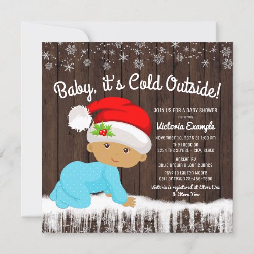 Baby its Cold Outside Ethnic Boy Baby Shower Invitation