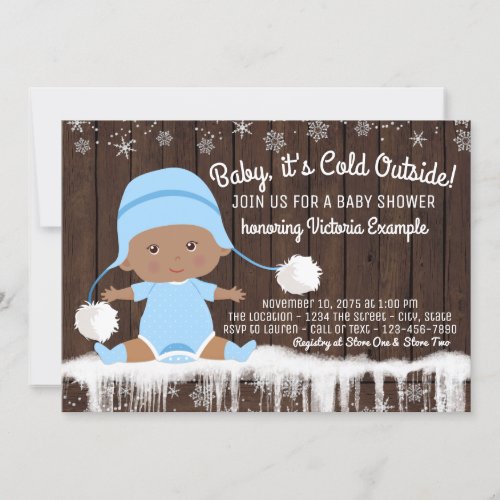 Baby its Cold Outside Ethnic Boy Shower Invitation