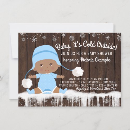 Baby its Cold Outside Ethnic Boy Shower Invitation