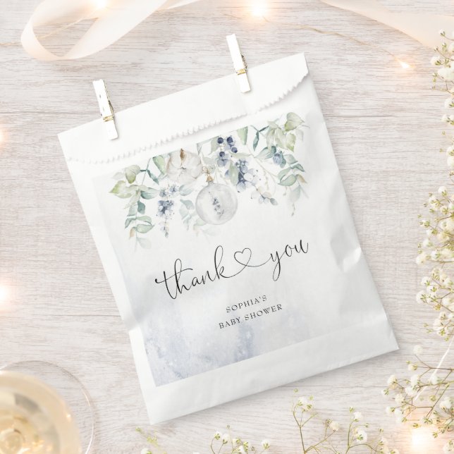 Baby its cold outside eucalyptus baby shower favor bag (Clipped)
