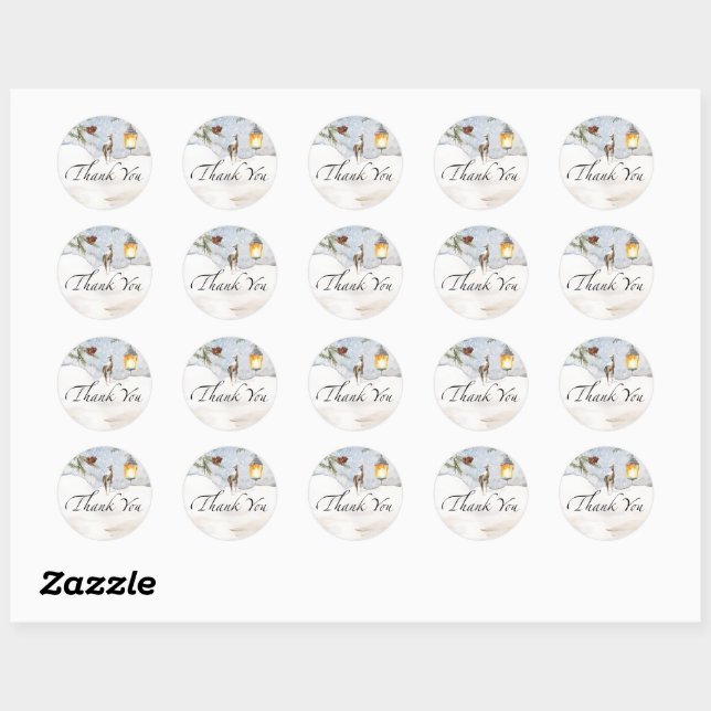 Baby it's cold outside evergreen thank you classic round sticker (Sheet)
