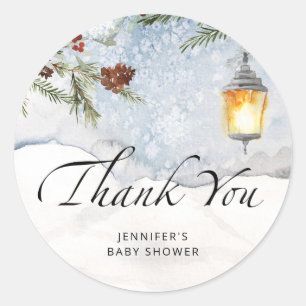 Baby it's cold outside evergreen thank you classic round sticker