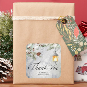 Baby it's cold outside evergreen thank you  square sticker