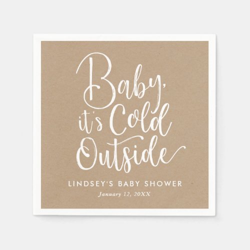 Baby Its Cold Outside Faux Kraft Baby Shower Napkins