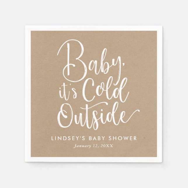 Baby It's Cold Outside Faux Kraft Baby Shower Napkins (Front)