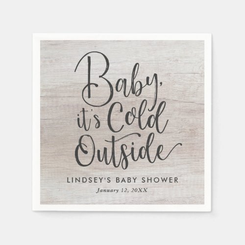 Baby Its Cold Outside Faux Wood Baby Shower Napkins