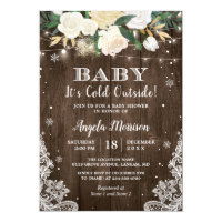 Baby Its Cold Outside Floral Rustic Baby Shower Card