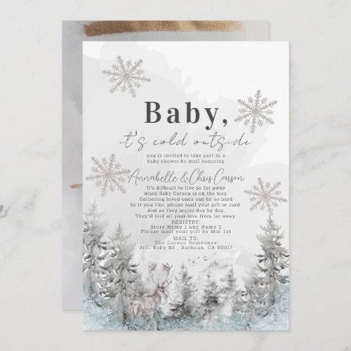 Baby Its Cold Outside Forest Baby Shower by Mail Invitation