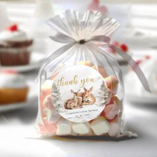 Baby it's cold outside Forest Deer Baby Shower Classic Round Sticker