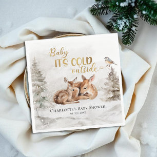 Baby it's cold outside Forest Deer Baby Shower Napkins
