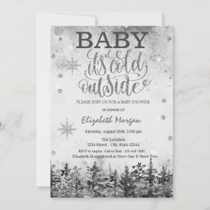 Baby It's Cold Outside Forest Snow Baby Shower Invitation