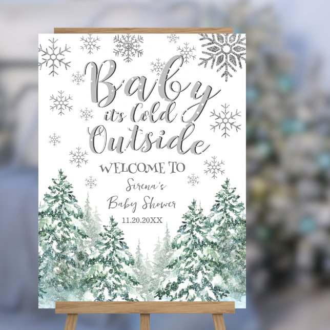 Baby It's Cold Outside | Forest Winter Baby Shower Foam Board (Creator Uploaded)