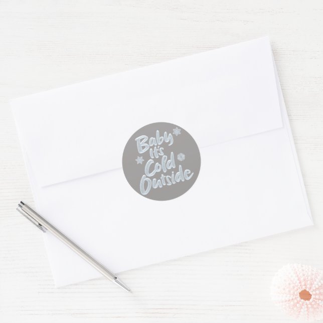 Baby It's Cold Outside Frozen Christmas Lettering Classic Round Sticker (Envelope)