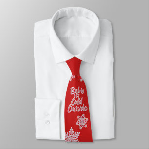 Baby It's Cold Outside Frozen Type Christmas Red Neck Tie