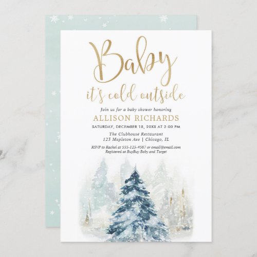 Baby its cold outside gender neutral baby shower invitation
