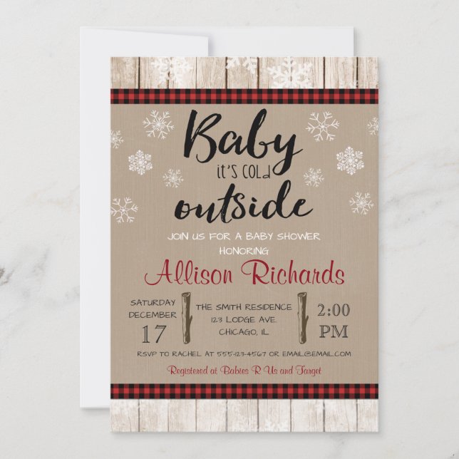 Baby it's cold outside gender neutral baby shower invitation (Front)