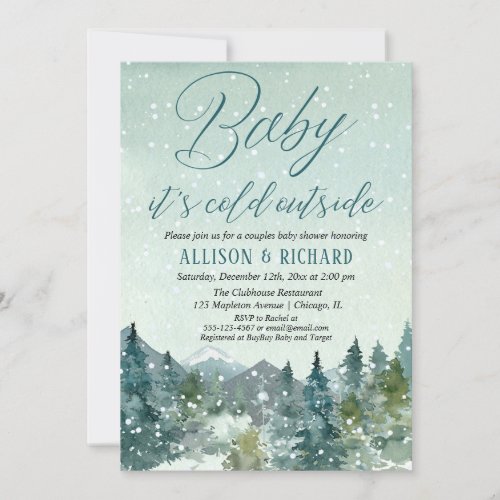 Baby its cold outside gender neutral couples invitation