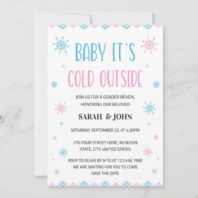 Baby It's Cold Outside Gender Reveal Invitation (Front)