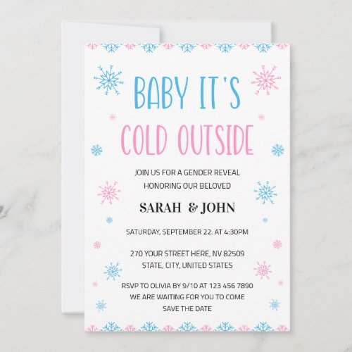 Baby Its Cold Outside Gender Reveal Invitation