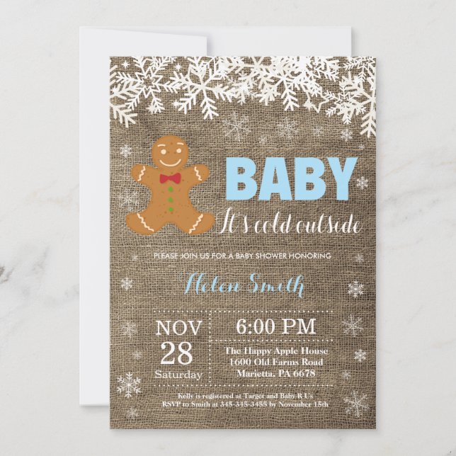 Baby its Cold Outside Gingerbread Man Baby Shower Invitation (Front)