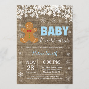 Baby its Cold Outside Gingerbread Man Baby Shower Invitation