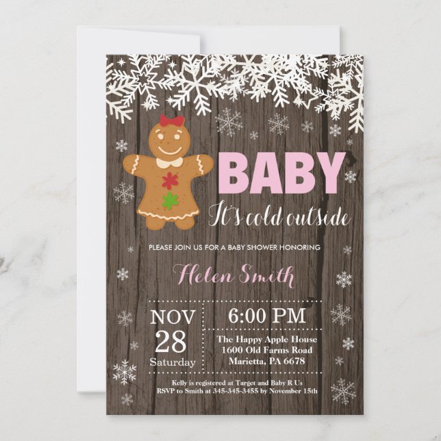 Baby its Cold Outside Gingerbread Man Baby Shower Invitation (Front)