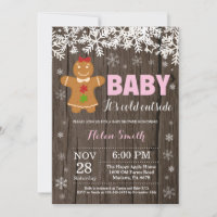 Baby its Cold Outside Gingerbread Man Baby Shower Invitation