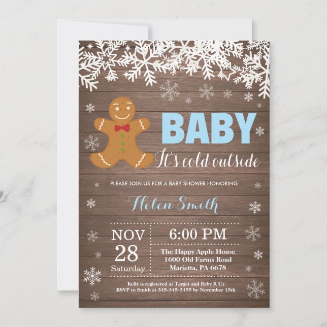Baby its Cold Outside Gingerbread Man Baby Shower Invitation (Front)
