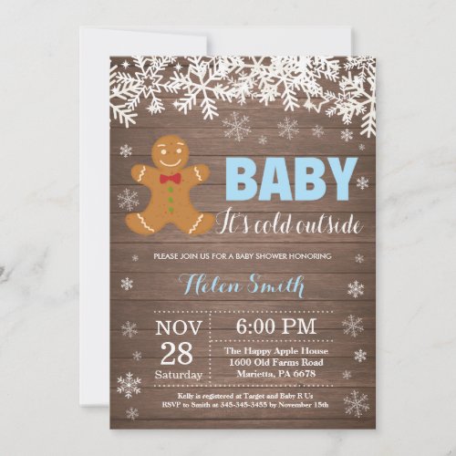 Baby its Cold Outside Gingerbread Man Baby Shower Invitation