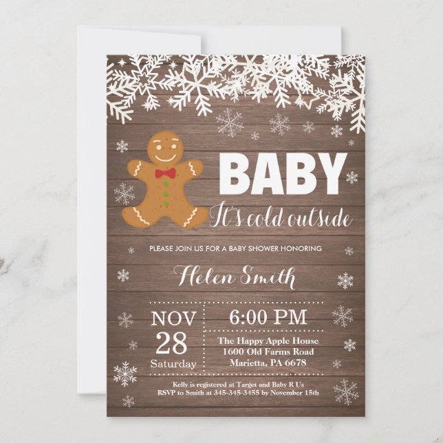 Baby its Cold Outside Gingerbread Man Baby Shower Invitation (Front)