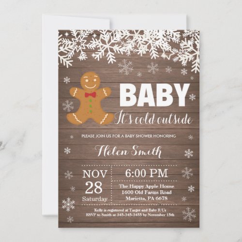 Baby its Cold Outside Gingerbread Man Baby Shower Invitation