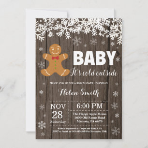 Baby its Cold Outside Gingerbread Man Baby Shower Invitation