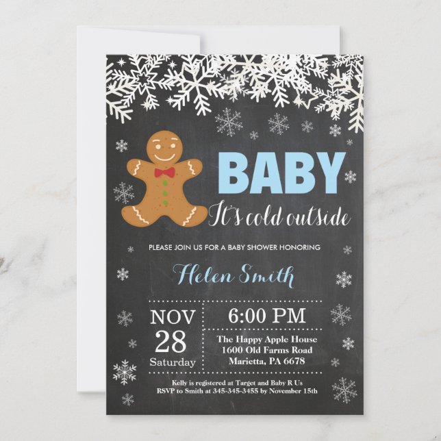 Baby its Cold Outside Gingerbread Man Baby Shower Invitation (Front)