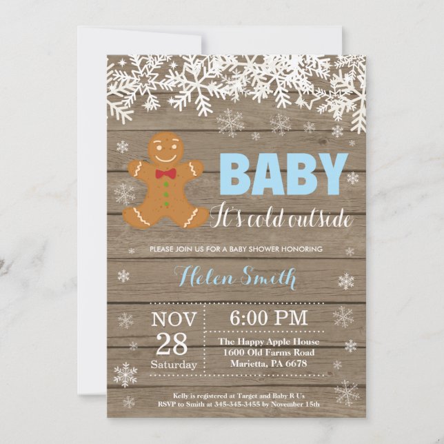 Baby its Cold Outside Gingerbread Man Baby Shower Invitation (Front)