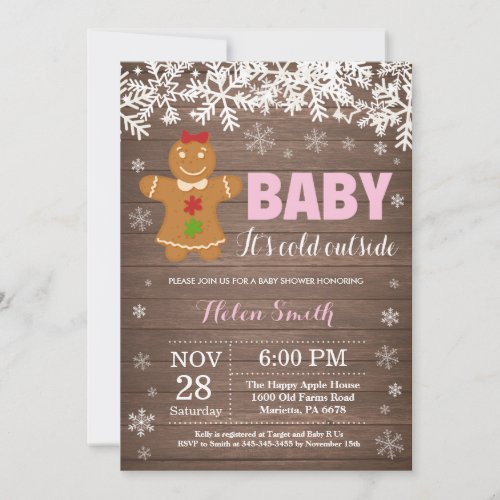 Baby its Cold Outside Gingerbread Man Baby Shower Invitation