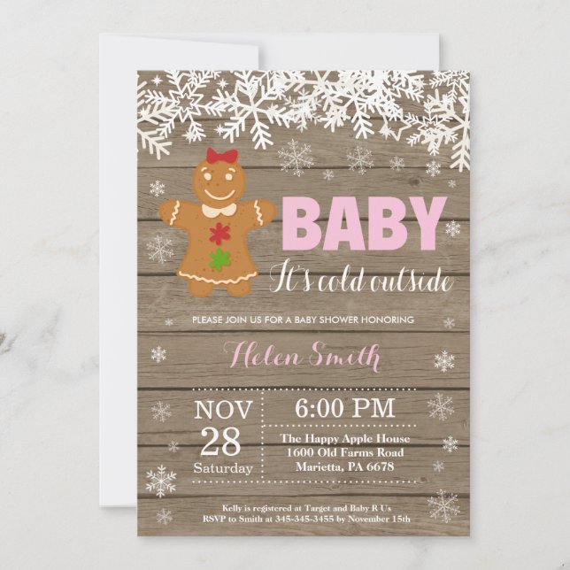 Baby its Cold Outside Gingerbread Man Baby Shower Invitation (Front)