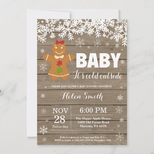 Baby its Cold Outside Gingerbread Man Baby Shower Invitation (Front)