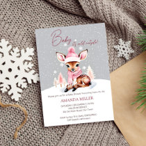 Baby it's cold outside girl baby deer baby shower invitation