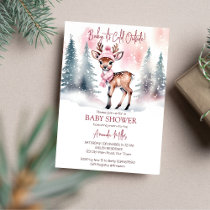 Baby it's cold outside girl baby deer baby shower invitation