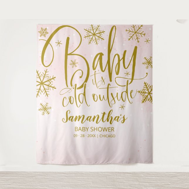 Baby It's Cold Outside Girl Baby Shower Backdrop (Front)