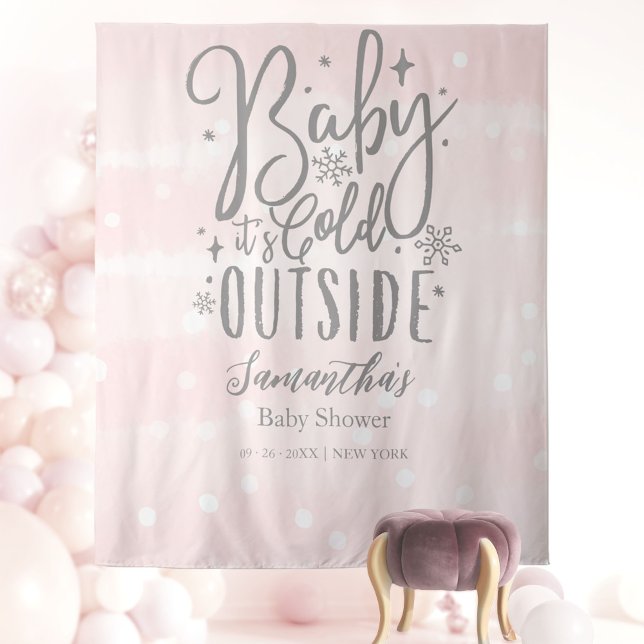 Baby It's Cold Outside Girl Baby Shower Backdrop (Creator Uploaded)