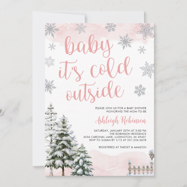 Baby it's Cold Outside Girl Baby Shower Invitation (Front)
