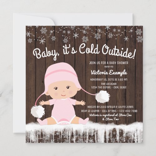 Baby its Cold Outside Girl Baby Shower Invitation