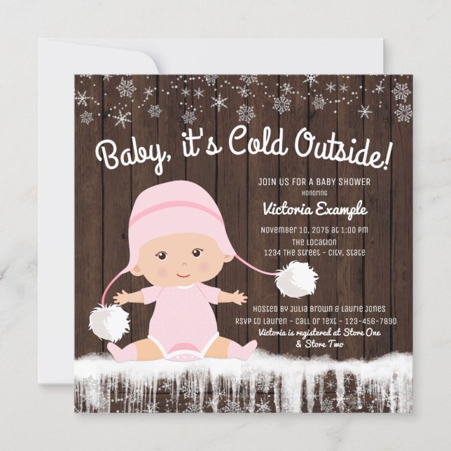 Baby its Cold Outside Girl Baby Shower Invitation (Front)