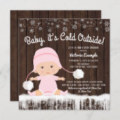 Baby its Cold Outside Girl Baby Shower Invitation (Front/Back)